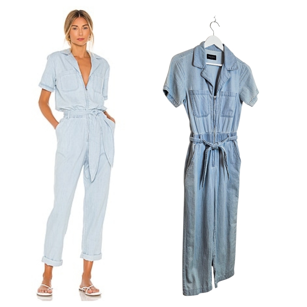 David Lerner Light Blue Short Sleeve Jumpsuit Women’s Size S One-Piece
